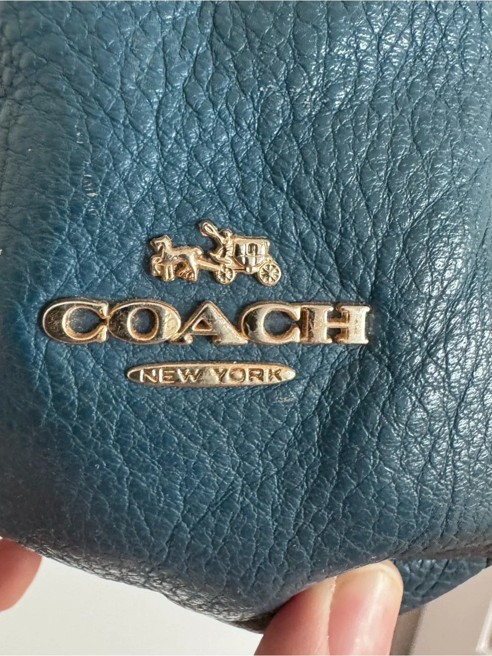 Coach Madison Phoebe Blue Pebbled Leather Shoulder Hobo Bag